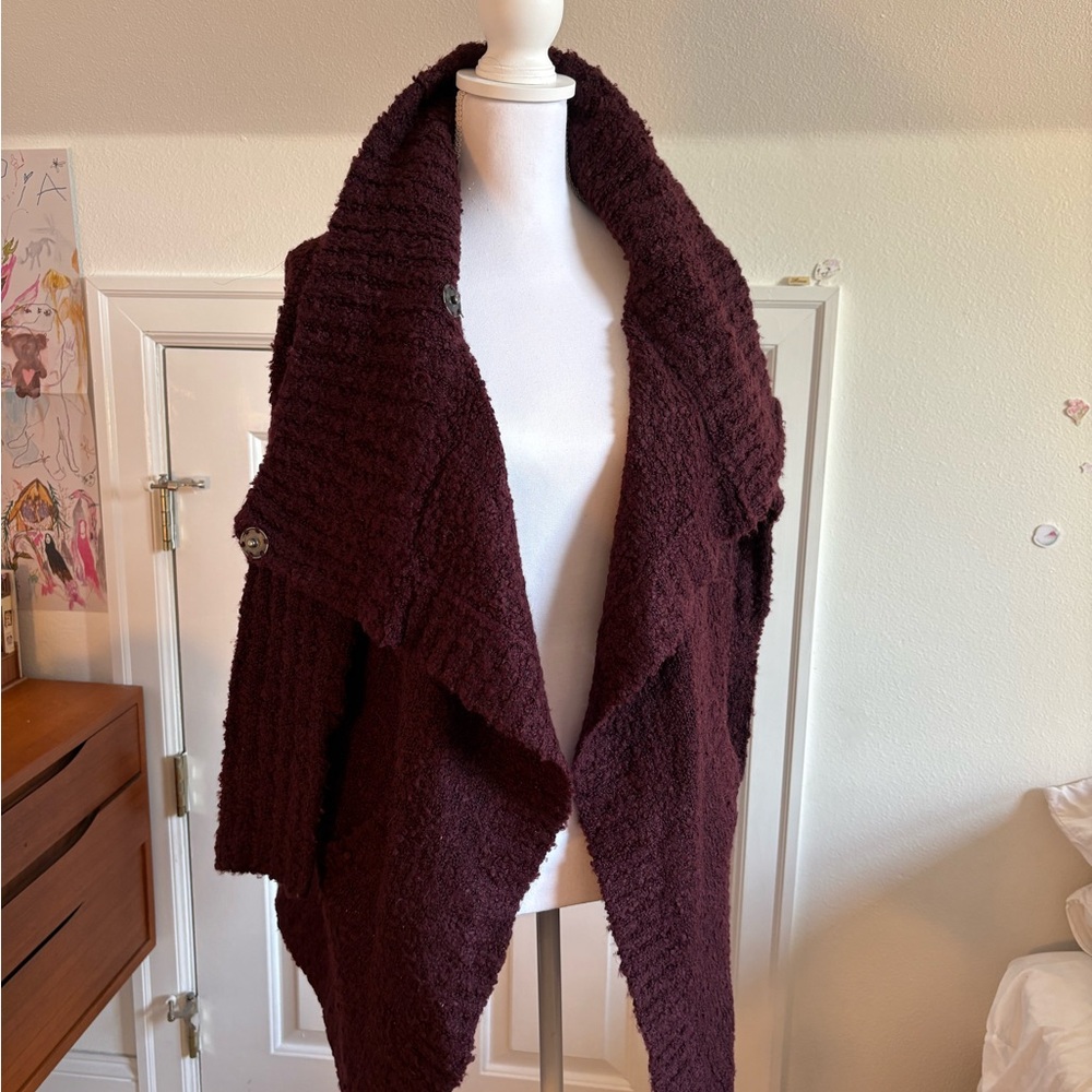 RDI Rich Burgundy Open Front Cardigan